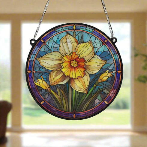 Daffodil Stained Glass Effect Suncatcher